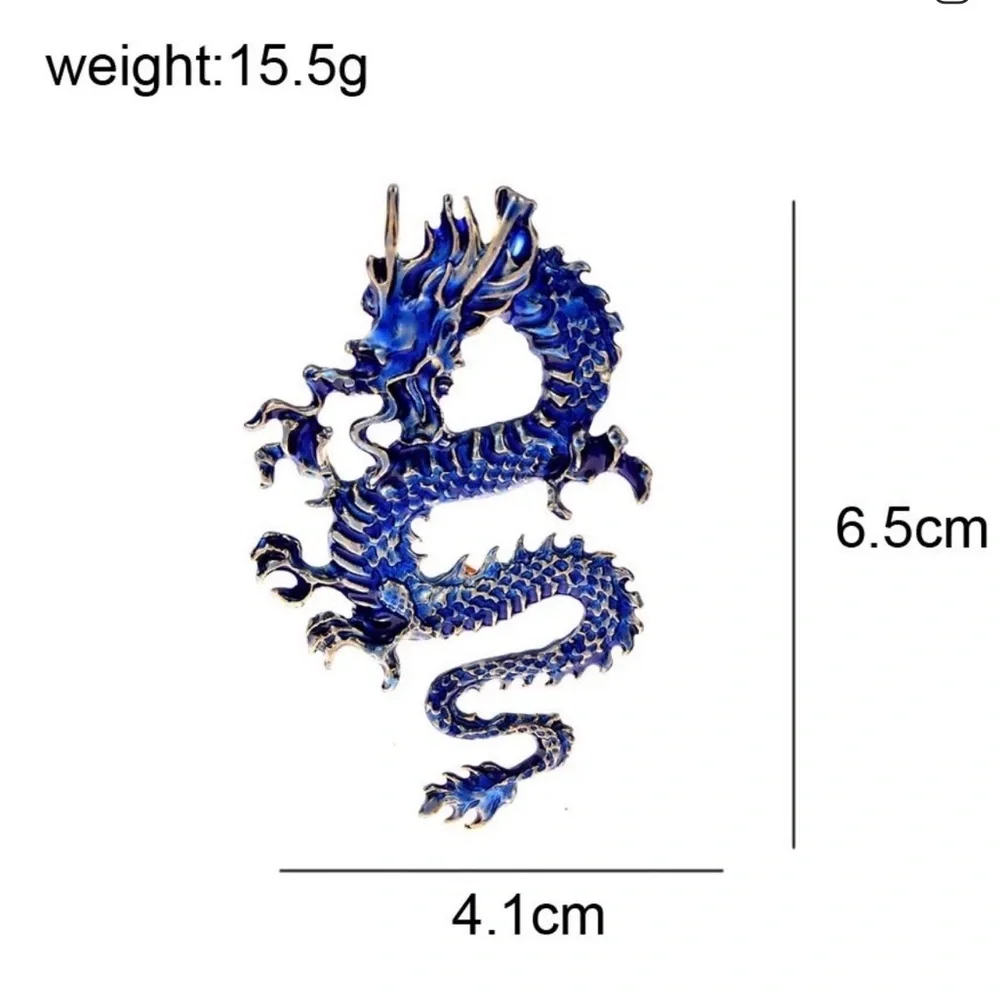 Blue Dragon Enamel Brooch